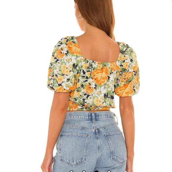 Faithfull the Brand Pontina Top Balloon Sleeve Floral Print, Size 4 NWOT - Picture 2 of 7